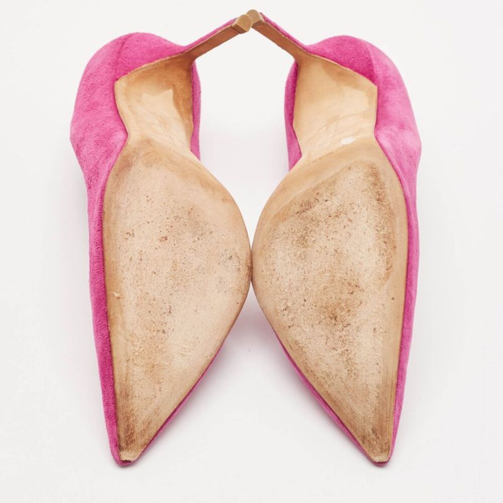 Manolo Blahnik Pink Suede Bb Pointed Toe Pumps Size 39 - Picture 6 of 7